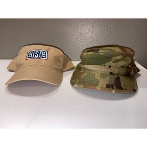 2 Hats- Bernard Cap Co Army Patrol Cap OCP Multicam 6 3/4 & Tan USO Baseball Hat